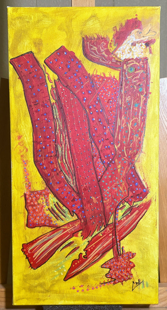 "Rooster" - 10" x 20" Acrylic on canvas