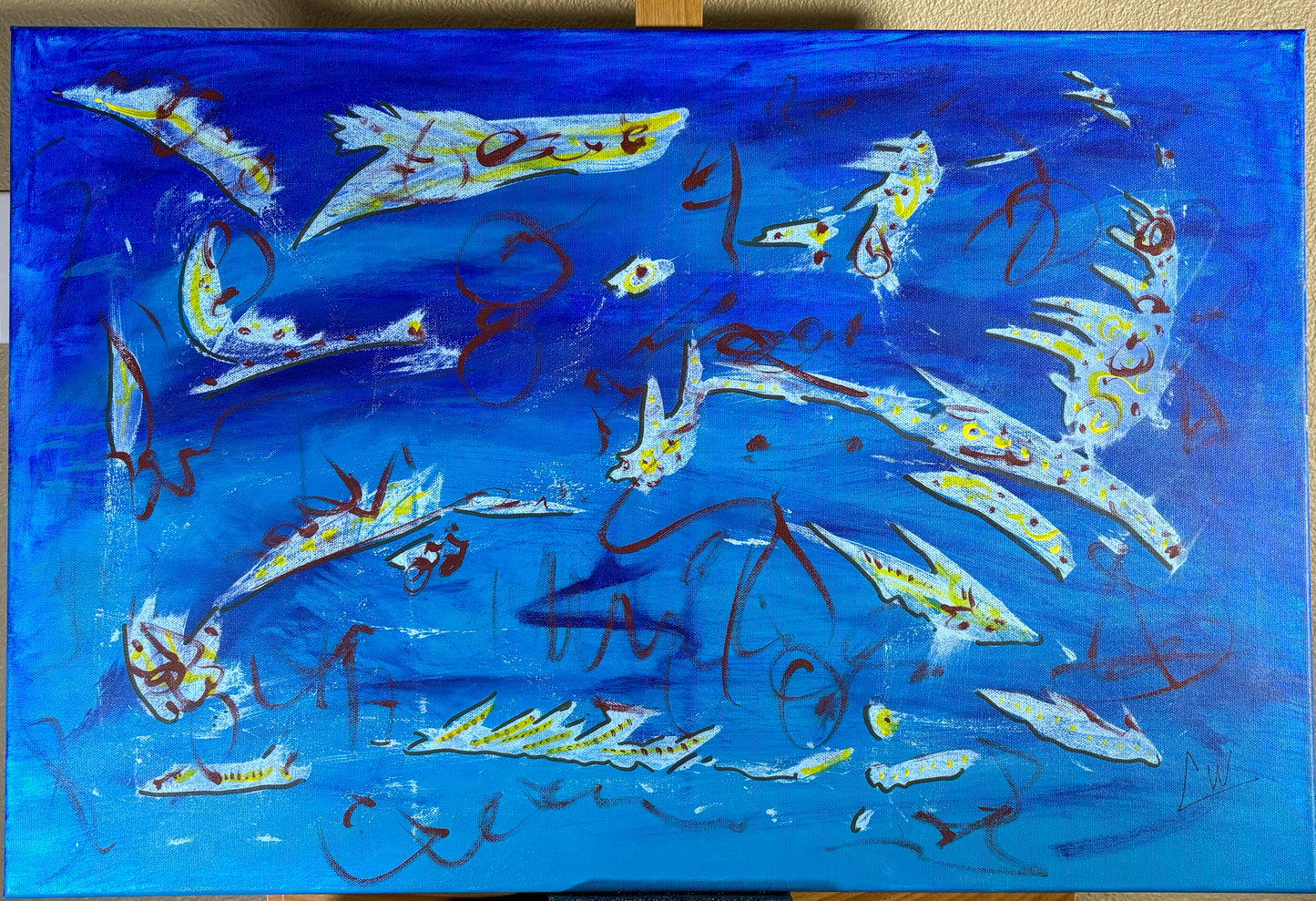 "Feeding Frenzy" - 30" x 20" Acrylic on canvas